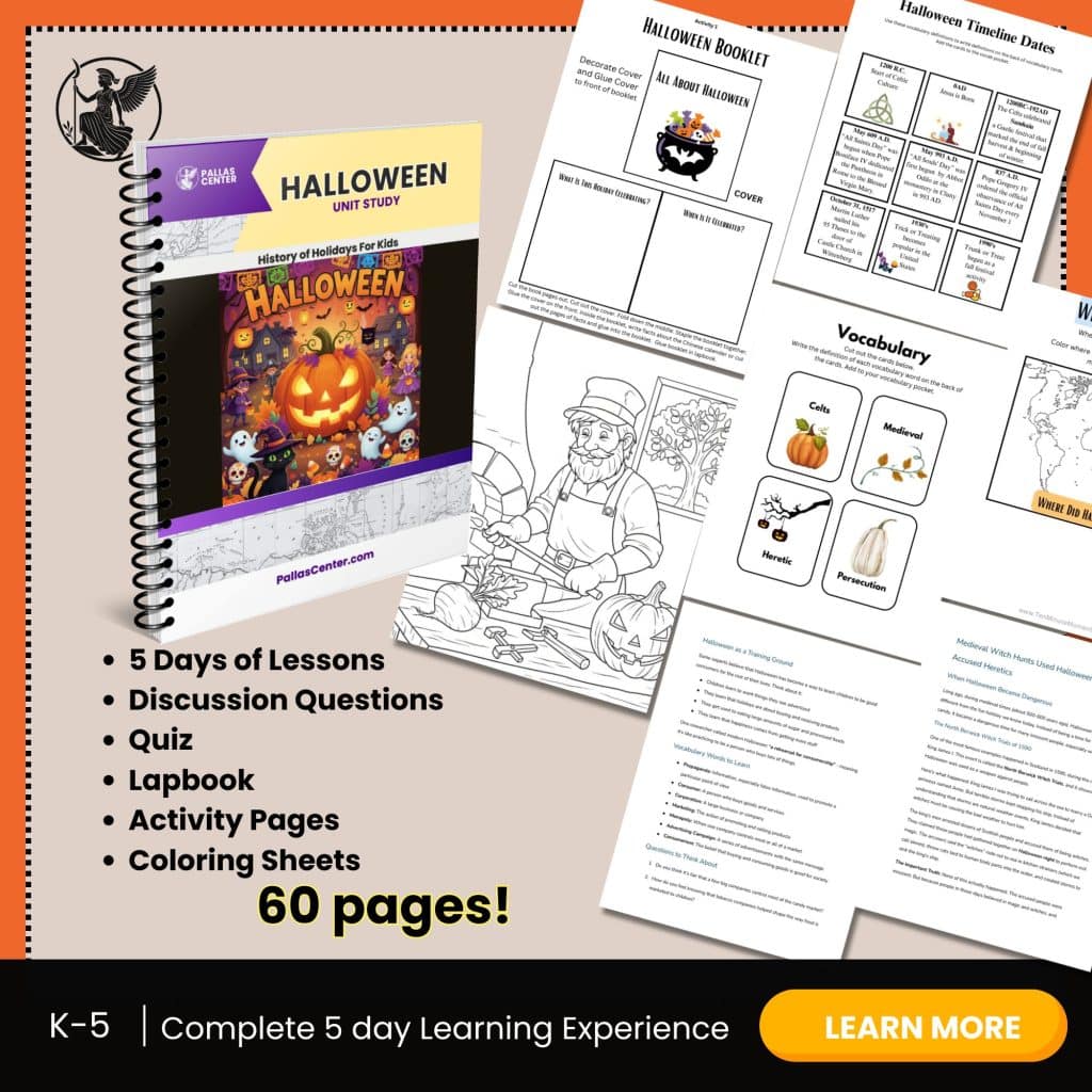 history of halloween unit study and lapbook